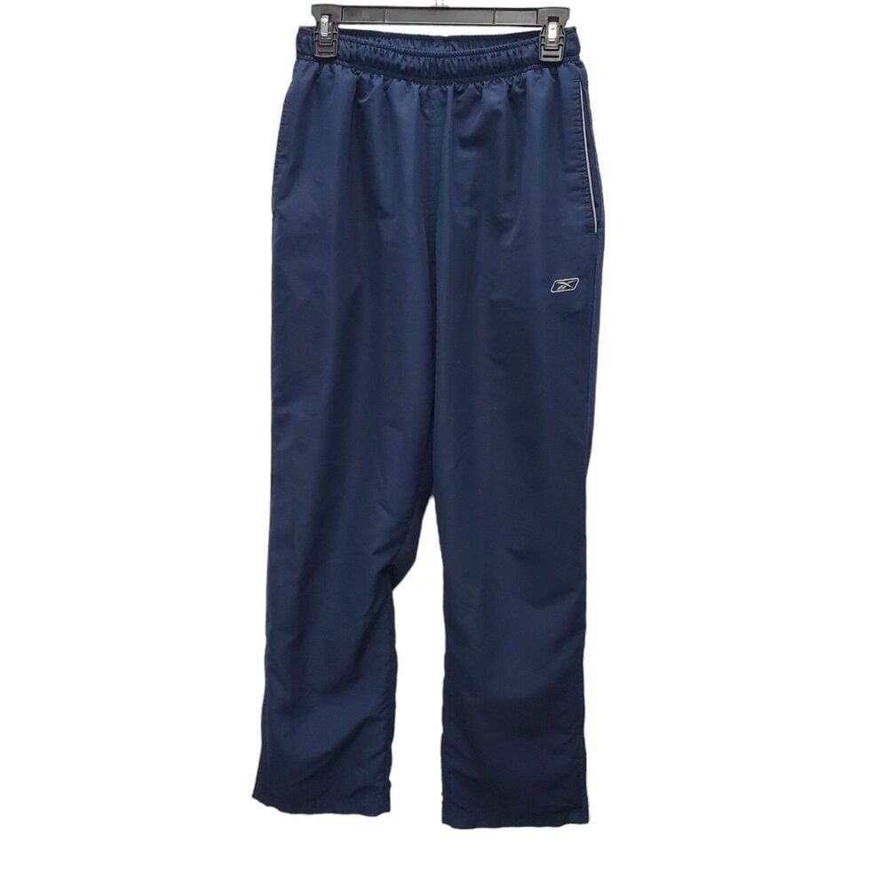 Reebok Track Suit Pants Womens Small Blue Athleticwear Ankle Zip Elastic Waist